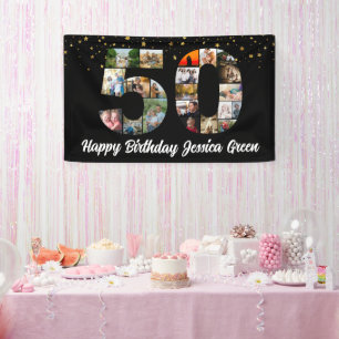 50th birthday Photo Collage happy birthday event Banner