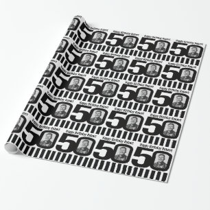 50th Birthday photo fun black and white wrapping Paper