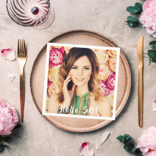 50th birthday photo party napkin