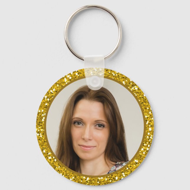 50th Birthday Photo Thank You Favours Gold Glitter Key Ring (Back)