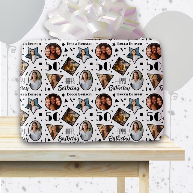 50th Birthday Photo Wrapping Paper (Creator Uploaded)
