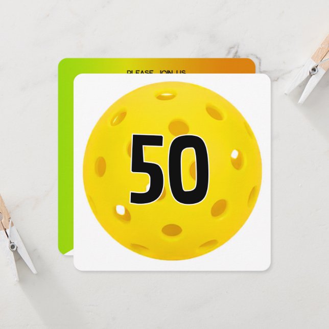 50th Birthday Pickleball Party Invitation (Front/Back In Situ)