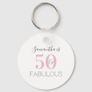 50th Birthday Pink 50 and Fabulous Party Favours Key Ring