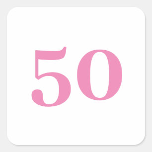 50th Birthday Pink Custom Age Number Fifty Trendy Square Sticker