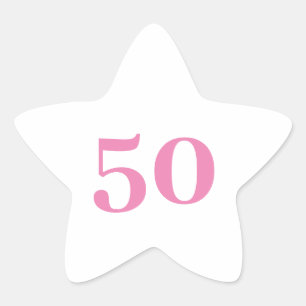 50th Birthday Pink Custom Age Number Fifty Trendy Star Sticker
