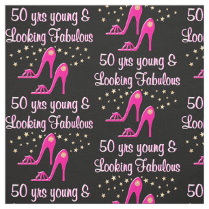 50TH BIRTHDAY PINK HIGH HEEL FABRIC