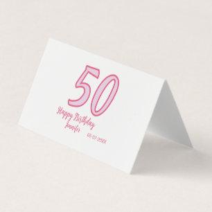 50th birthday pink purple bold name simple minimal business card