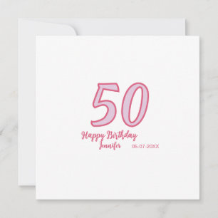 50th birthday pink purple bold name simple minimal holiday card