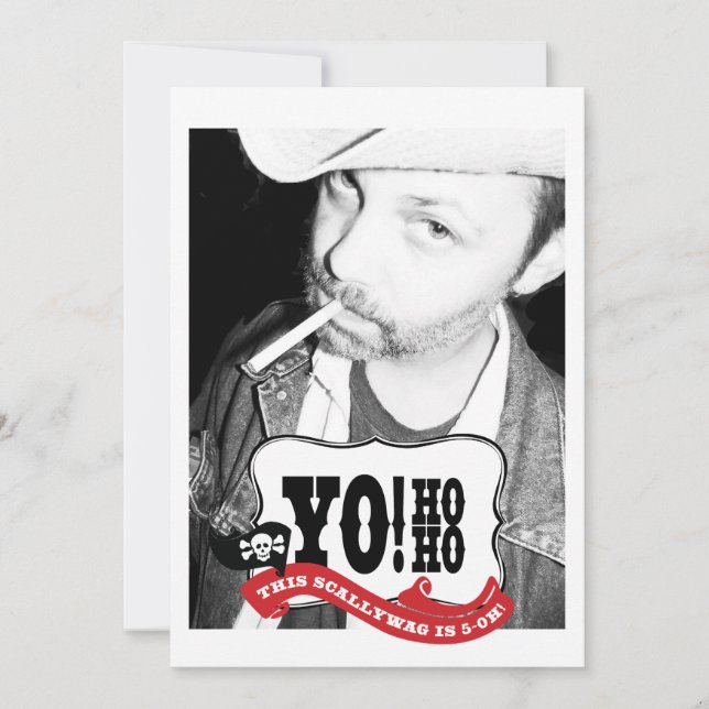 50th Birthday Pirate Party Photo Invitations (Front)