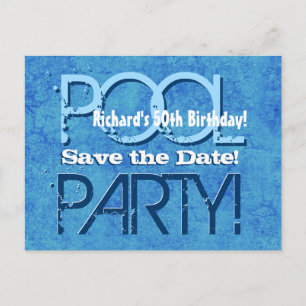 50th Birthday Pool Party Save the Date V050 Announcement Postcard