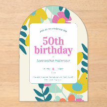 50th birthday pretty colourful floral modern