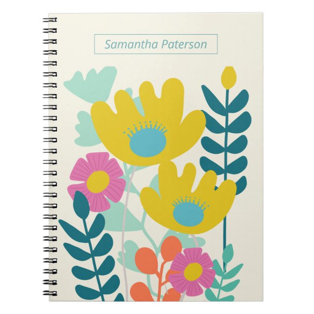 50th birthday pretty colourful floral modern notebook (Front)