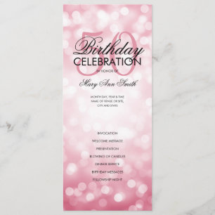 50th Birthday Program Lights Rose Gold Menu