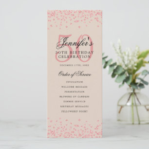 50th Birthday Program Menu Rose Gold Champagne Invitation