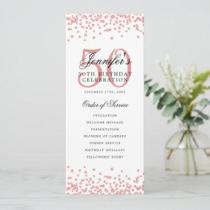 50th Birthday Program Rose Gold Menu Invitation