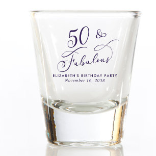 50th Birthday Purple Party Favor Shot Glass