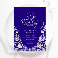 50th Birthday Purple Silver Roses