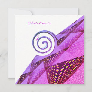 50th Birthday Purple Swirl Design Invitation