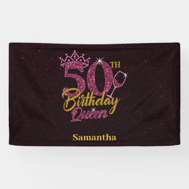 50th Birthday Queen  Banner (Horizontal)