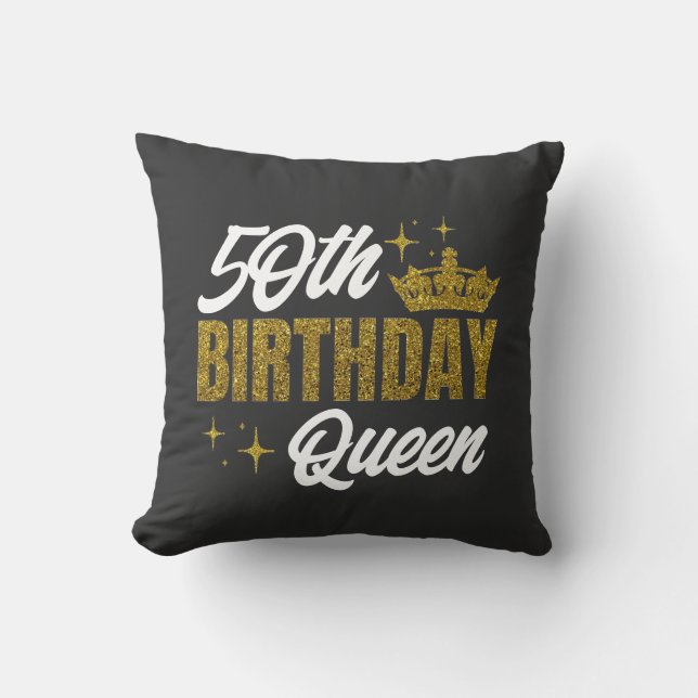 50th Birthday Queen Custom T-Shirt Cushion (Front)