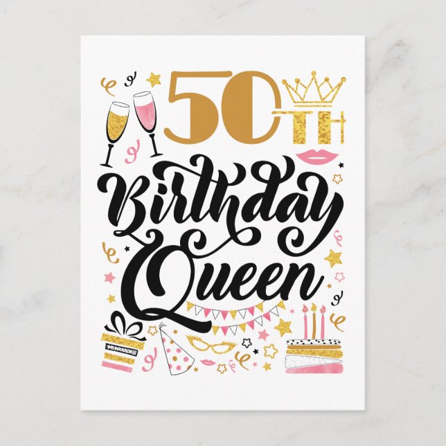 50th Birthday Queen Postcard (Front)