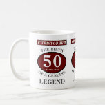 50th Birthday Red Genuine Legend Add Your Name Coffee Mug<br><div class="desc">Fun 50th "Birth Of A Legend" birthday red, grey and white mug. Add the year, change "Legend" to suit your needs. Add the name and change the bottom text . All easily done using the template provided. You can also change the age to make any age you want eg 45th,...</div>