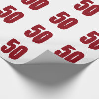50th Birthday, red text on white.