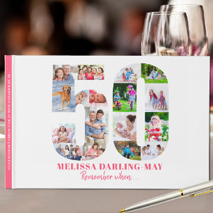 50th Birthday Remember When ... Pink Photo Collage Guest Book