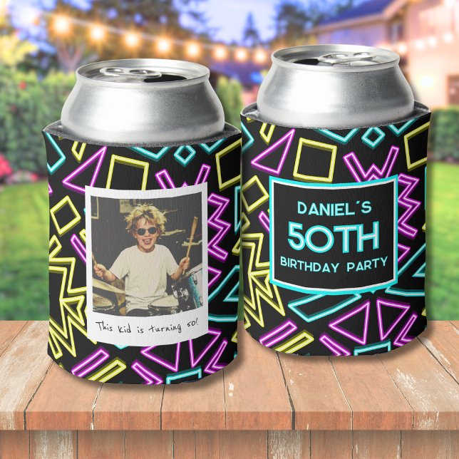 50th Birthday Retro Photo Can Cooler (Creator Uploaded)