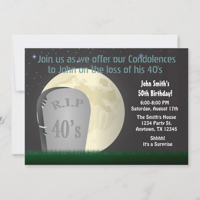 50th Birthday RIP 40s Invitation (Front)