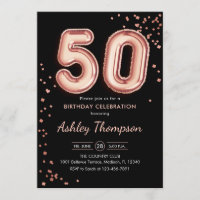 50th Birthday - Rose Gold Balloons Black