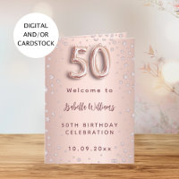 50th birthday rose gold diamonds welcome menu
