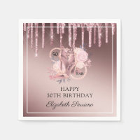 50th Birthday Rose Gold Glitter Drips Foam Board