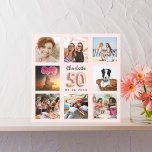50th birthday rose gold pink custom photo collage faux canvas print<br><div class="desc">A unique gift for a 50th birthday, celebrating her life with a collage of 8 of your own photos, pictures. Personalise and add her name and a date. A chic rose gold, blush pink background. The name is written with a modern hand lettered style script, number 50 with a balloon...</div>