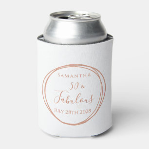 50th Birthday Rose Gold White Personalised Party Can Cooler