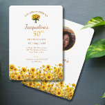 50th Birthday Rustic Sunflower Floral Photo Invitation<br><div class="desc">Introducing the 50th Birthday rustic sunflowers party invitation. As unique as the beautiful person celebrating that special milestone event. A soft,  elegant and gentle design with a touch of boho country feel. Easily add your party details and a favourite photo to call family and friends together in celebration.</div>