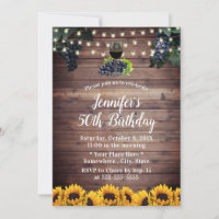 50th Birthday Rustic Sunflowers Vineyard Wine