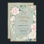 50th Birthday Sage Green Gold Watercolor Floral Invitation<br><div class="desc">Gorgeous faux gold trimmed sage green with pink blush delicate flowers. Faux gold lettering. This invitation is perfect for the beautiful woman who is turning 50. So chic and sophisticated just like her. Such an elegant 50th birthday invitation. I’ve enjoyed creating this design for you. Zazzle guarantees 100% customer service...</div>