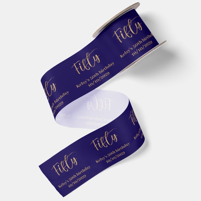 50th Birthday  Satin Ribbon (Front+Back)