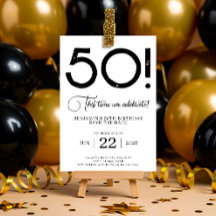 50th Birthday Save The Date Black and White 