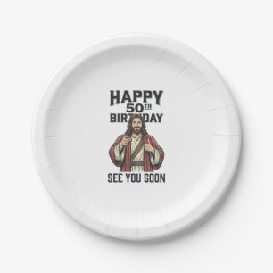 50th Birthday See You Soon Religious Humour Design Paper Plate