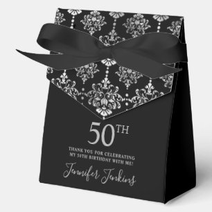 50th Birthday Silver Elegant Thank You  Favour Box