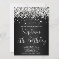 50th Birthday Silver Glitter Dark Grey Ombre