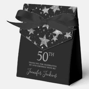50th Birthday Silver Stars Thank You  Favour Box