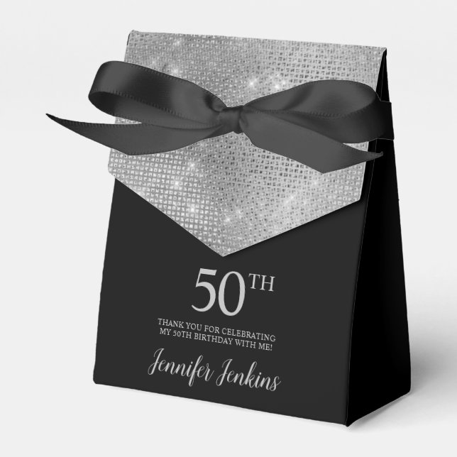 50th Birthday Silver Thank You Favour Box (Front Side)