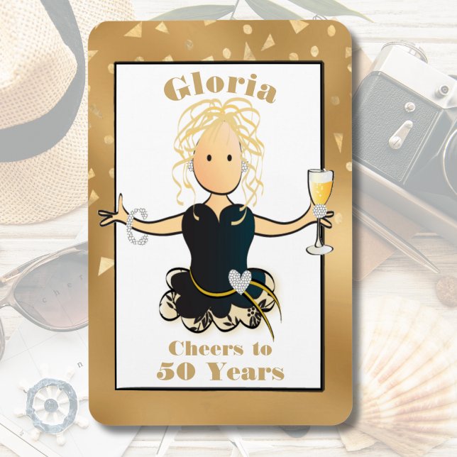 50th Birthday Sparkle Glam Funny Cheers to 50  Magnet (Creator Uploaded)