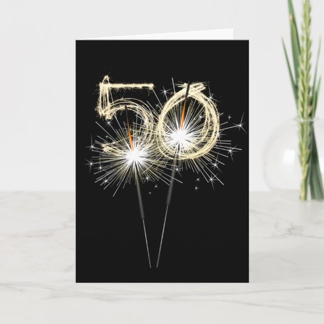 50th Birthday Sparklers on Black Card (Front)