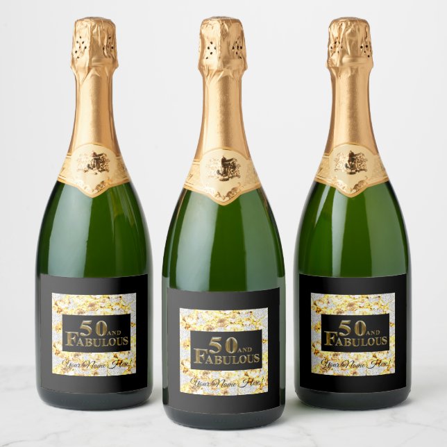50th Birthday  Sparkling Wine Label (Bottles)