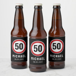50th Birthday Speed Limit Sign - ANY AGE Beer Bottle Label