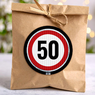 50th Birthday Speed Limit Sign - ANY AGE Classic Round Sticker